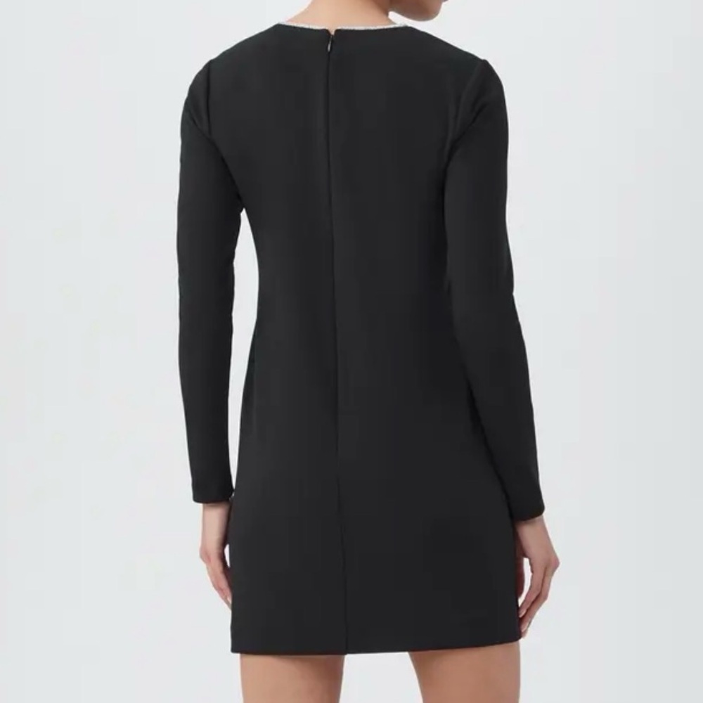 Trina Turk Size 8 Valentine Black Stretch Crepe Rhinestone Collar Dress NWT $248 - Picture 2 of 13